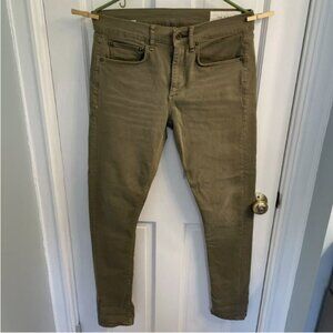 Rag & Bone Jeans Men 30x32 Kenil Green Denim Fit 1 Skinny Stretch 5 Pocket